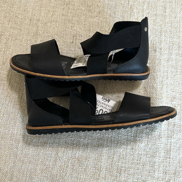 Sorel Black Ella Sandals Flat Open Toe - Picture 5 of 6